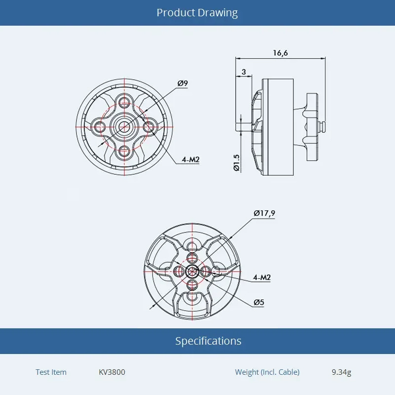 T-motor F1404 1404 2900 3800 4 - Drone Battery 4S avis et prix