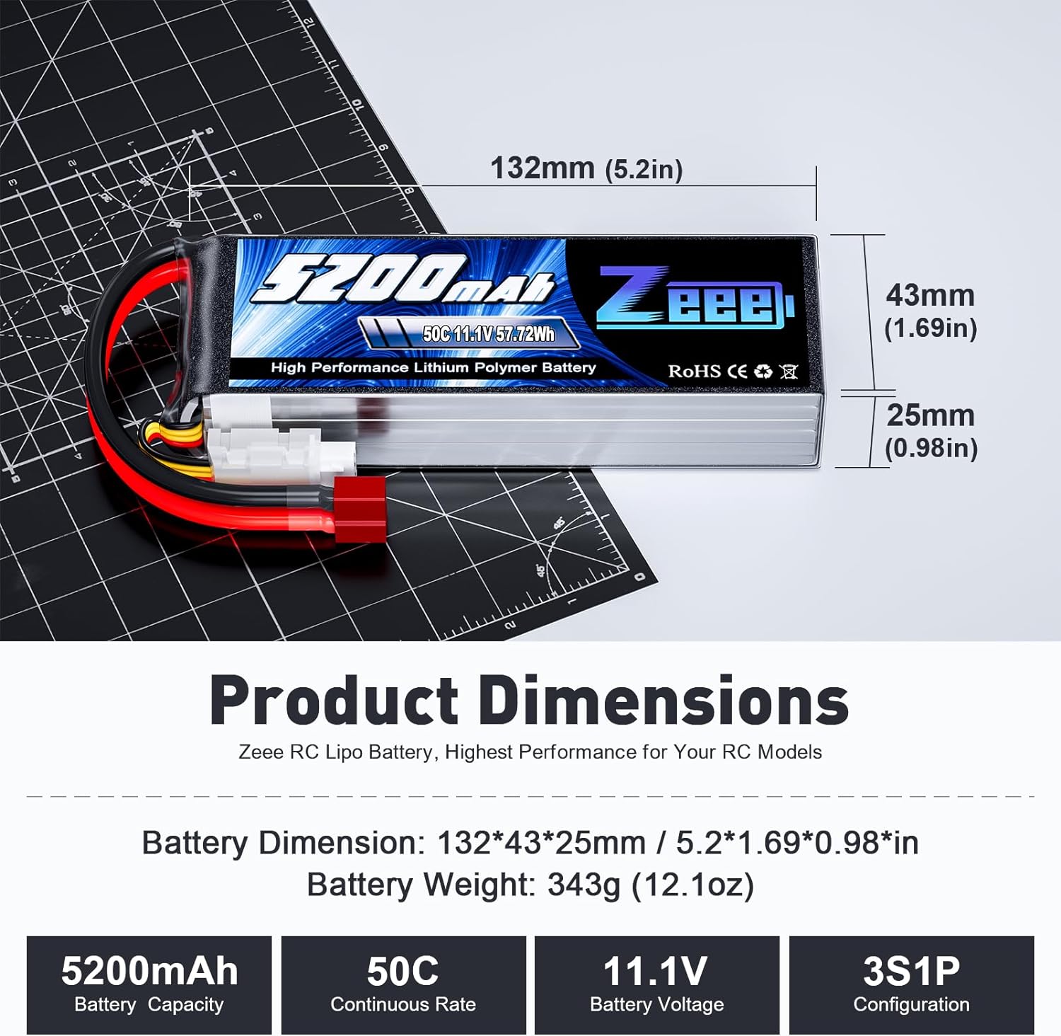 1/2 unités Zeee 11.1V 50C 5200 - Drone Battery Box avis et prix